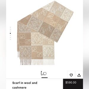 Loewe Scarf in Wool and Cashmere Beige and White